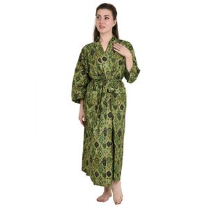 Pure Cotton Handblock <b>Kimono</b> Floral Boho Bath Robe Spring Summer Fashion Cardigan with Ikat Print <b>Beach</b> Cover for Bridesmaids - Product Image 4