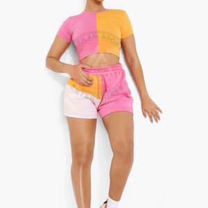 Ensemble short et crop top pour femme, uni, décontracté, printemps/été, écologique, respirant, de haute qualité, 100% coton - Product Image 3