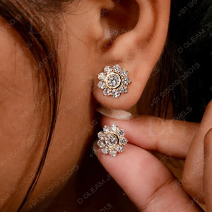 2.15 CW Bezel Set Rose Gold Trendy Floral Wedding Anniversary Moissanite Diamond Drop <b>Earrings</b> Halo Cluster Gift <b>Moon</b> Shape - Product Image 4