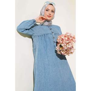 เดรสเดนิมกระดุมครึ่งเม็ดสีน้ำเงิน - Product Image 1