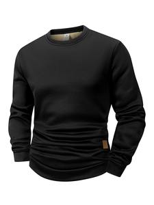 Nouveau sweat-shirt en molleton pour homme, 100% coton, couleur unie, coupe régulière, pull décontracté, mode, chaud, manches longues - Product Image 3