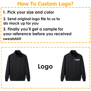 Sudadera de cuello falso Terry con cremallera completa para hombre con logotipo bordado personalizado de alta calidad - Product Image 4