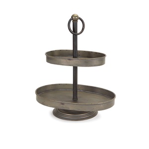 Fancy Metal & Wood 2 <b>Tier</b> Galvanized Round Shape <b>Cake</b> Stand for Restaurant Birthday Party Decorative Display <b>Cake</b> Stand - Product Image 4