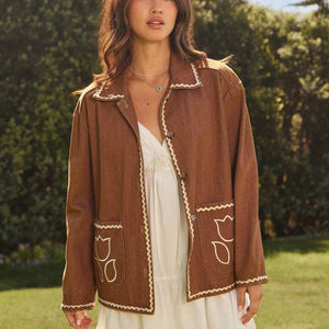 Algodón Suzani Chaquetas DE TRABAJO Bordado indio Hermoso algodón Suzani Abrigo corto para mujer - Product Image 1