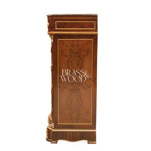 Mueble Zapatero de Lujo Estilo Francés con Tapa de Mármol Premium, Acabado Elegante en Madera Burl y Detalles en Latón Dorado para Salón de Palacio - Product Image 6
