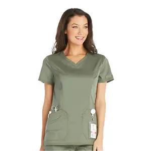 Easy care Breathable scrubs uniforms Women's V-Neck Top Medical Uniforms for Doctors nurse uniform medical scrubs