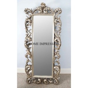 Gorgeous Look Superior Quality Metal Made Silver Color Finishing Shiny Polished Heavy Designing <b>Frame</b> Home Decor Floor <b>Mirror</b> - Product Image 1