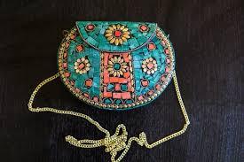 Bolso de mano indio con mosaico Kundan, bolso de lujo para novias, bodas, fiestas y eventos nocturnos, con cadena desmontable, bolso étnico para fiestas nupciales. - Product Image 2