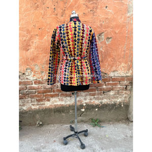 Veste Kantha en coton avec broderie indienne faite à la main, manteau Vintage coloré, Style bohème, cadeau de noël - Product Image 6