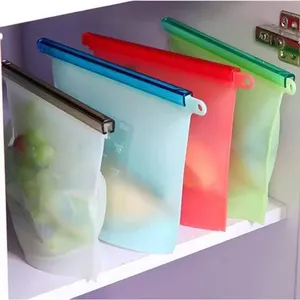 Bulk Order <b>Reusable</b> Silicone Food Storage <b>Bag</b> 1 Ltr Airtight Leakproof BPA Free <b>Freezer</b> Microwave Safe Multi Color Container - Product Image 1