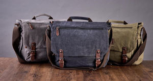 Bandolera tipo bandolera de un solo hombro de estilo retro americano europeo personalizada de lona de cuero genuino portátil duradera de - Product Image 2