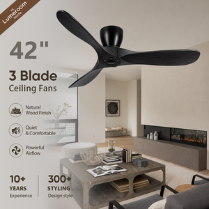 Ventilateur de plafond noir de 42 pouces sans lumière avec télécommande, ventilateur de plafond moderne à 3 pales pour chambre à coucher, salon - Product Image 1