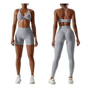 Venta al por mayor por encargo de las mujeres más tamaño de talle alto mallas de entrenamiento Yoga Set Gym Fitness Sets - Product Image 1