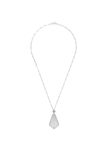 สร้อยคอจี้เงินแท้ทรงใบไม้หยักประดับเพชรซิคอนชุบโรเดียมสไตล์วินเทจสำหรับงานหมั้นและงานแต่งงาน - Product Image 3