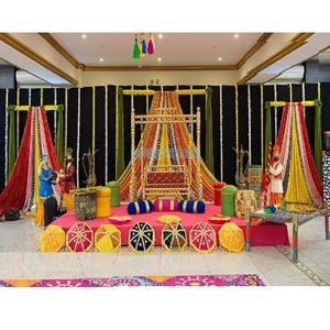 Punjabi mariage culturel DJ Mehndi ensembles de scène de nuit thème du Village pour Jaggo scène de nuit Mehndi décorations de célébration de nuit - Product Image 1