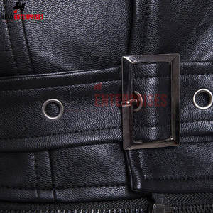 Chaqueta de cuero negra de invierno para hombre Chaqueta de cuero elegante con logotipo personalizado y chaqueta de cuero con etiqueta Privet con cremallera - Product Image 6