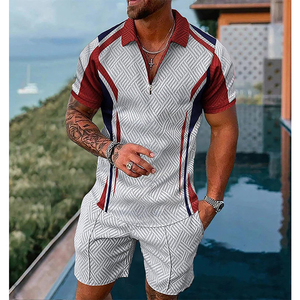 Ensemble t-shirt et short pour homme en tissu polaire respirant pour l'été, avec position et couleur de logo personnalisés - Product Image 6
