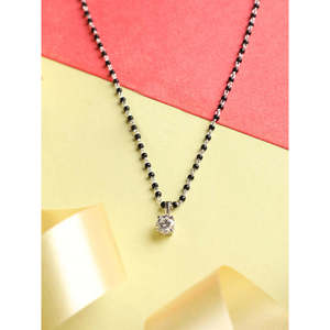 Comprar Cadena Vintage de Plata Pura con Mangalsutra en Forma de Cruz y Letra, con Jade, Moissanita y Diamante, en Oro Blanco/Rosa, para tu Esposa, Número Oro - Product Image 2