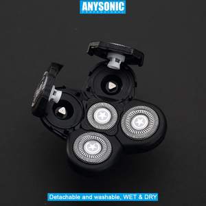 Cabezales de Repuesto Universales para Afeitadora Eléctrica para Hombre, Resistentes al Agua IPX7, 5 Cuchillas, Negras, Triple Cuchilla, Lavables, para Cara y Cuerpo, Afeitadora Rotatoria - Product Image 2