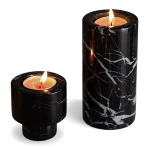 ชุดเชิงเทียนหินอ่อนสีดำหรูหราพร้อมขาทองเหลืองสำหรับการตกแต่งบ้านที่หรูหราทันสมัย - Product Image 5