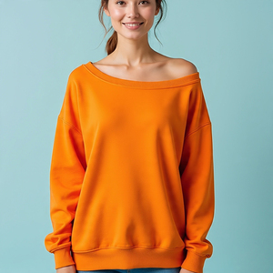 เสื้อสเวตเตอร์เปิดไหล่สำหรับผู้หญิงขนาดใหญ่พิเศษเสื้อกีฬาคอกลมตัดไหล่เสื้อสเวตเชิ้ตทรงหลวมสำหรับผู้หญิง - Product Image 1