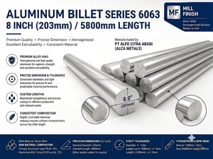 อลูมิเนียมอัลลอยด์บิลเล็ต 6063 มาตรฐาน ASTM ไม่ผ่านการขึ้นรูปทุติยภูมิ เส้นผ่านศูนย์กลางหลัก 8 นิ้ว คุณภาพสูง แบรนด์ OEM ซีรีส์ 6000 สำหรับงานตัด - Product Image 2