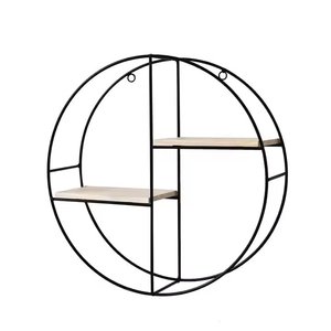 Contemporary Round Floating Iron 3 <b>Shelf</b> Wall Unit - Product Image 2