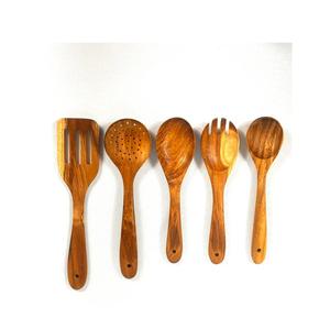 Juego de cucharas de madera Premium modernas, cubiertos pulidos con espejo, seguros para servir alimentos en bodas y eventos de catering - Product Image 1