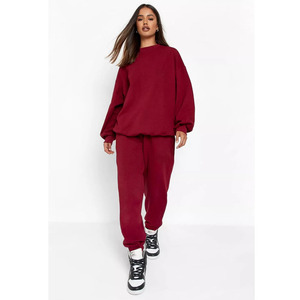Women's <b>Oversized</b> Cotton Fleece Tracksuit High Quality Pullover & <b>Jogger</b> Set 2025 - Product Image 1