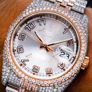 นาฬิกาควอตซ์สีโรสโกลด์สุดหรูรุ่นลิมิเต็ด, นาฬิกาหน้าปัดไม่ซ้ำใครขนาด36มม. นาฬิกาข้อมือแสดงวันที่อัตโนมัติด้วยเพชรโมอิส - Product Image 4
