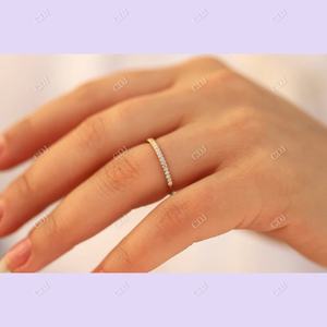 Clásico Vintage Full Pave Moissanite Eternity Wedding Band CDJ hecho a mano chapado en oro amarillo con certificado GRA - Product Image 5