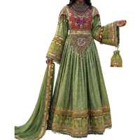 Toptan Günlük Moda Vintage Giyim Afgan Elbiseleri Çok Satan Maxi Boy Paçalı İki Parçalı İşlemeli Elbise ve Dupatta Takımı