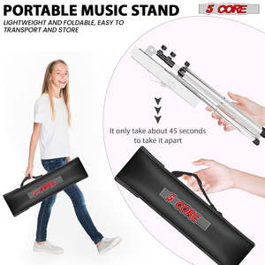 Soporte de Música Ajustable de 5 Niveles, 57 Pulgadas, Soporte de Escritorio para Partituras, Soporte de Libros Portátil Totalmente Metálico - Product Image 6