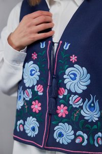 Otoño recién llegados mujer Sexy media manga Crop Top abrigo cárdigan transpirable chaquetas al aire libre bordado decoración algodón - Product Image 3