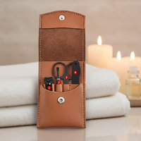 Kit de manucure et pédicure multifonctionnel personnalisé 4 en 1, 4 pièces, coupe-ongles en acier inoxydable avec étui en cuir