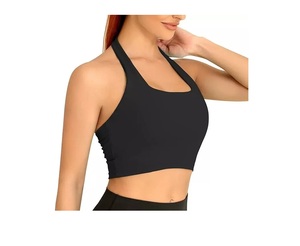 Sujetadores deportivos con cuello Halter personalizados para mujer, sujetador de Yoga sin espalda, Top recortado para Fitness, Top corto de entrenamiento, Bralette Atlético ajustable - Product Image 4