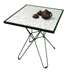 Table basse carrée de style ferme moderne pour salon, plateau en céramique durable, pieds en fer, design convertible - LAP CFD68101 - Product Image 2