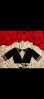 Blouse en velours pour femmes, manches 3/4, avec pierres/broderies, pour sari, vente en gros