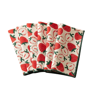 Serviette de cuisine florale motif coquelicot rouge en coton 40x60cm 180GSM 200TC, torchon imprimé, certifié BSCI, faible MOQ, OEM ODM, Inde, fourniture en gros personnalisée - Product Image 3