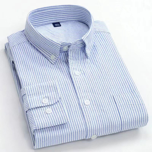 Men's Slim Fit <b>Dress</b> <b>Shirts</b> Striped Pattern 100% Cotton Oxford Poplin Anti-Wrinkle Eco-Friendly Full Sleeve Summer Business - Product Image 6