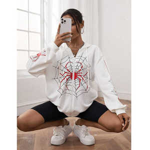 Sudadera con capucha deportiva French Terry con estampado de logotipo personalizado, chaqueta de invierno informal con cremallera, tela bordada de talla XS de peso pesado - Product Image 5