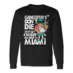 Camiseta de Manga Larga Estilo Retro Vintage Gangster Chubby in Miami, Ropa Promocional - Product Image 1