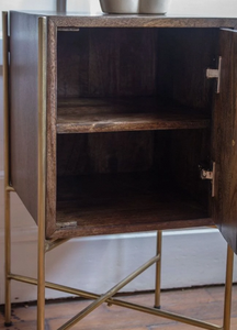 Modern Retro Mango Wood Bedside <b>Table</b> Rustic Bedroom Nightstand <b>With</b> Storage Design For Home Furniture <b>Stools</b> & Ottomans - Product Image 3