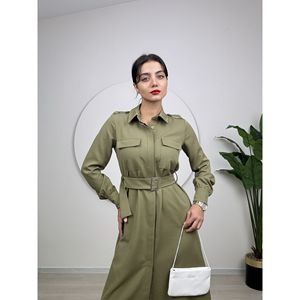 1012 Comfortable Straight Silhouette Pocketed <b>Tie</b>-Up Dress - Product Image 3