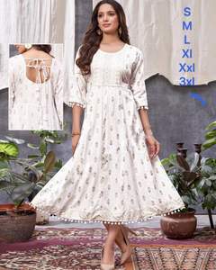 Kurtis pour femmes en Inde, dernières tendances vestimentaires féminines, tissus en rayonne indiens, prix bas, kurtis bon marché en gros, kurtis avec travail de feuille - Product Image 6