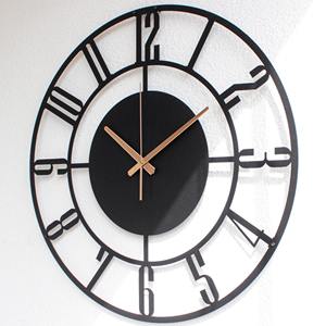 Reloj de pared redondo de Metal negro de primera calidad, diseño moderno y elegante duradero, Ideal para dormitorio, sala de estar, cocina o interiores de oficina - Product Image 1