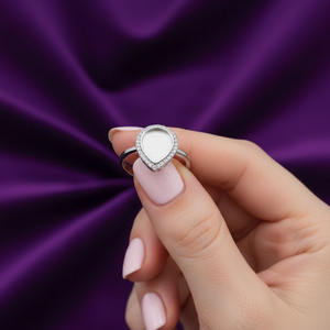 Anillo de Plata de Ley 925 con Baño de Oro de 18K, con Piedra de Circonita Blanca, Diseño de Pera de 7x9mm, para Lactancia Materna, Joyería de Lujo para Bodas y Fiestas - Product Image 4