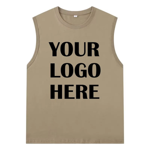 High Quality 220gsm 100% Cotton Blank Sleeveless Undershirts Tank Tops for Men Factory Wholesale Custom Logo Printing - Product Image 2