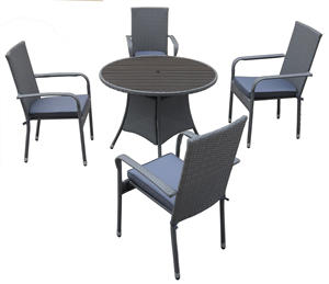 Meubles de jardin en rotin PE, TABLE ronde 100CM (avec 04 chaises) - Product Image 4
