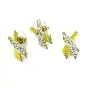 Women's Gold Plated Crystal <b>Stud</b> Earrings X-shaped <b>Titanium</b> Star Pattern Pearl Trendy Religious Wedding Party Fashion Jewelry - Product Image 2